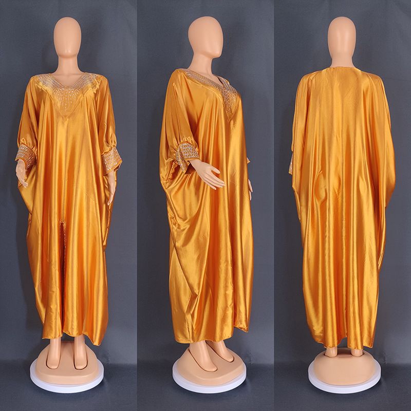 Abito musulmano da donna, abito lungo con maniche a pipistrello e diamanti caldi_voghion.com