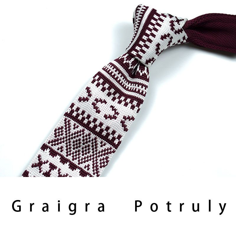 Men's Ties & Handkerchiefs style ethnic style coffee color yellow gray dark green width 6CM men's knitted tie_voghion.com