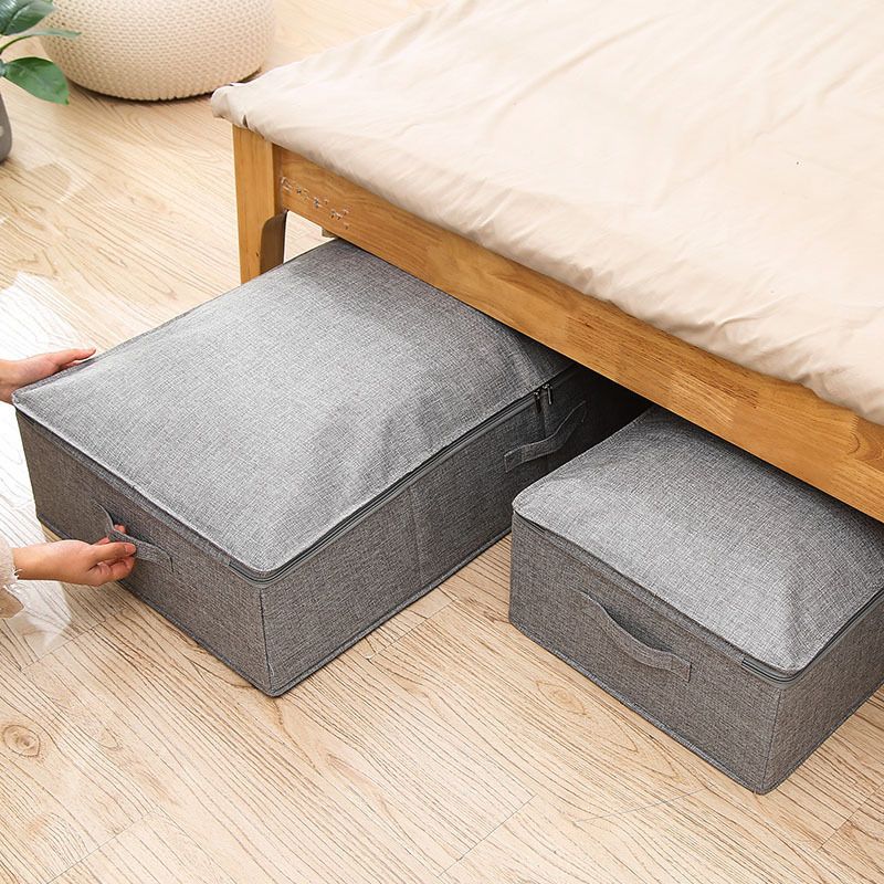 Under Bed Storage Box - 2-Pack Flat Drawer Organizers For Clothes & Blankets (Clear Plastic Space-Saving Easy Slide Design 15" Height Gray/White)_voghion.com