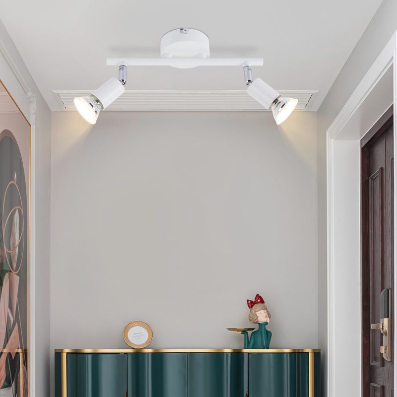 Glitzerlife LED Deckenleuchte GU10 Weiß - Moderne Deckenlampe 2 Flammig Deckenspots Wand Modern Deckenstrahler Für Wohnzimmerlampe Schlafzimmer Badezimmer Küche_voghion.com