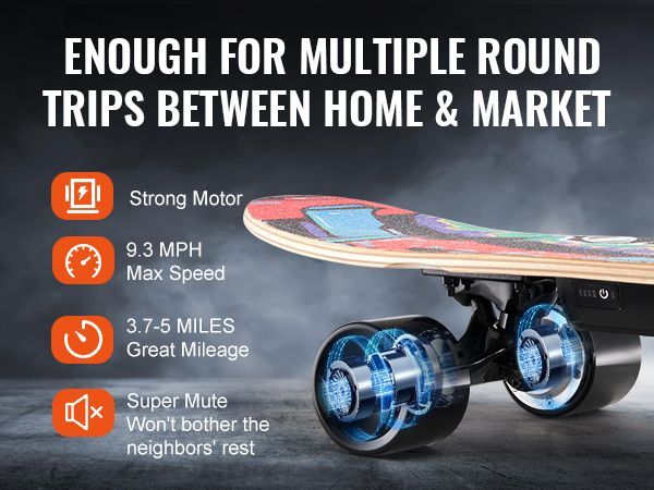 VEVOR Electric Longboard Skateboard With Control 5 Miles Range For Adults Kids_voghion.com