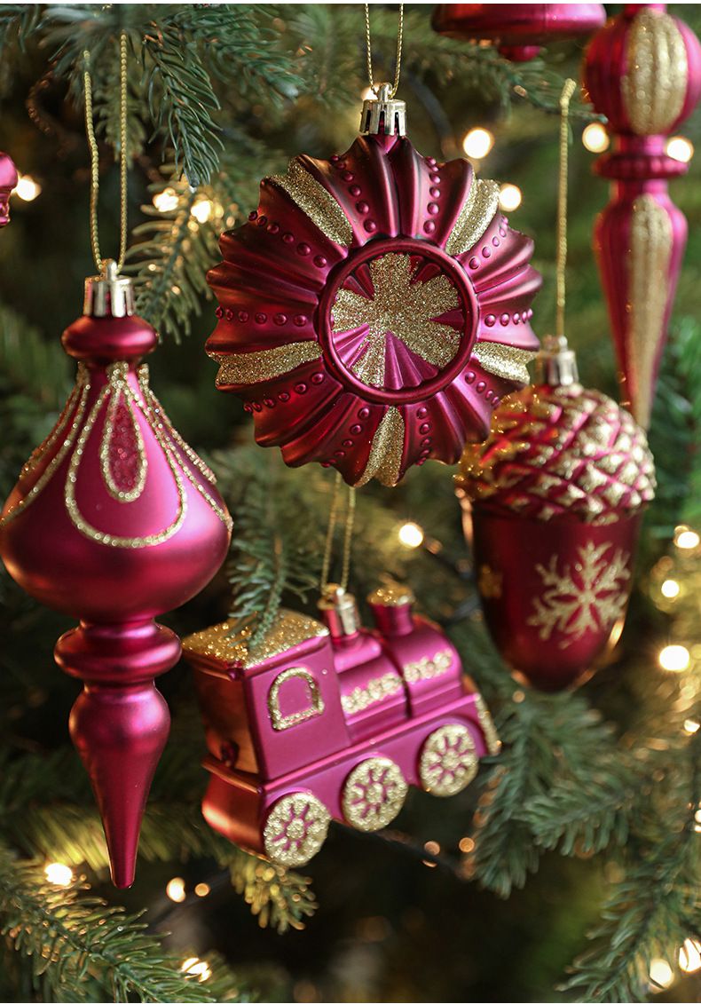 Ensemble de 18 décorations de Noël en plastique métallisé or rose – Décorations à suspendre pour sapin, couronne et décoration de table de fêtes_voghion.com