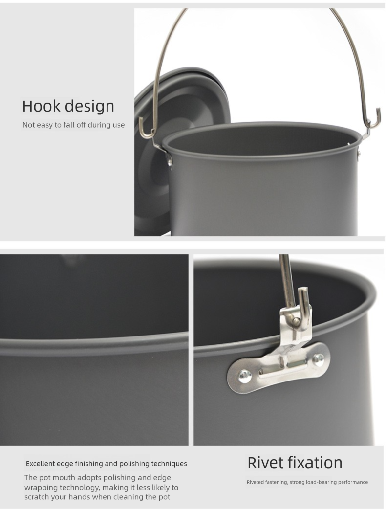Set da campeggio per picnic all'aperto, singolo, in lega di alluminio, sospeso, per 5-8 persone, per cucinare in modo selvaggio, grande, pentola_voghion.com