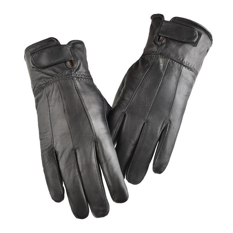 Herrenhandschuhe Echte Lederhandschuhe Herbst und Winter Plus Samt Warme Handschuhe Aus Reinem Schaffell Winddichte Kältefeste Outdoor-Fahrradhandschuhe_voghion.com