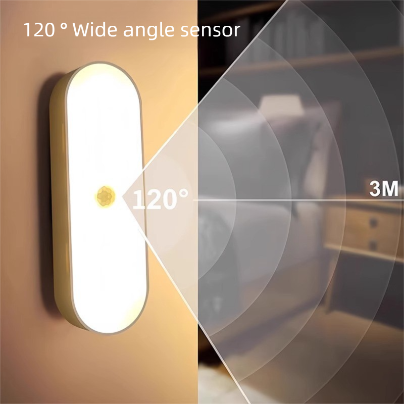 Lampe à détecteur de mouvement, veilleuse rechargeable à commande vocale, applique murale sans fil pour couloir, étanche IP55, USB, pour extérieur_voghion.com