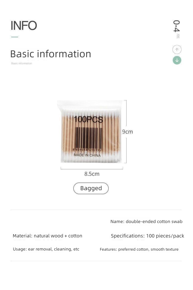 Disposable Makeup-Specific Wooden Ear Cleaning Multi-Functional Double-Ended Cotton Swabs Thick Sticks_voghion.com