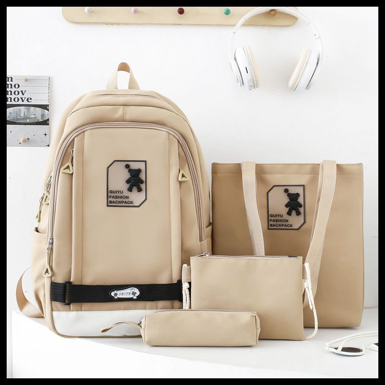 Kinderrucksäcke Moderucksack Neue einfache Junior High School Student Vierteilige Schultasche Große Kapazität Computertasche Nylonrucksack_voghion.com