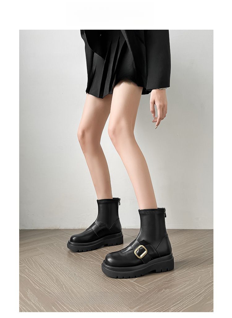 8cm Height Increasing Chunky Martin Boots 2025 New Autumn And Winter Round Toe Street Style Pairing Black Shorts Wear Comfortable Lightweight_voghion.com