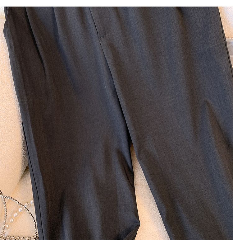 Damenbekleidung Übergrößenanzug Professioneller Zweiteiler Herbst und Winter Neues dickes Mädchentemperament Hochwertiges graues Set_voghion.com