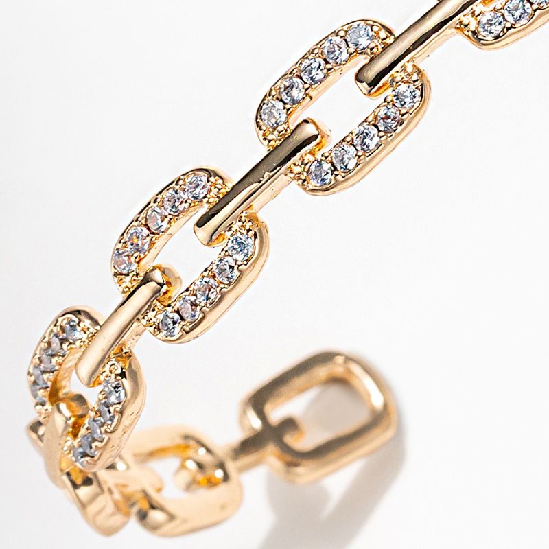 Women's Jewelry Square Chain Open Bracelet Micro Inlaid Zircon Bracelet Single Product Accessories_voghion.com