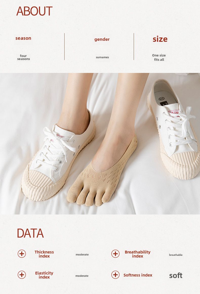 Calzini a cinque dita da donna, calzini da barca estivi, sottili, alla moda, traspiranti, che assorbono il sudore, calzini invisibili, calzini con le dita dei piedi da donna, estivi_voghion.com