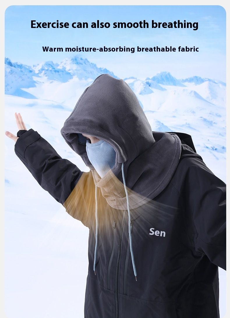 Mützen für Damen im Herbst und Winter, warme Skimützen, Nacken- und Gesichtsschutz, integrierter Outdoor-Radsport-Fleece, kältebeständige Pullovermütze_voghion.com