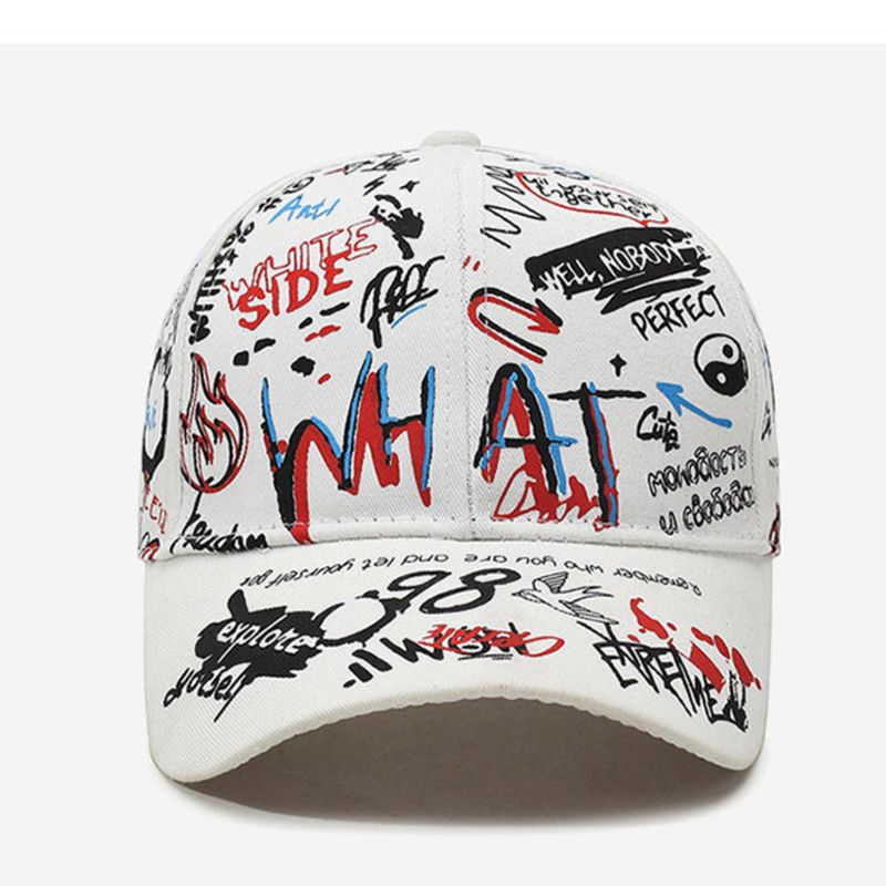 Gorra de béisbol con estampado de letras de grafiti estilo coreano para hombre y mujer, primavera y otoño, visera protectora solar para hombre._voghion.com