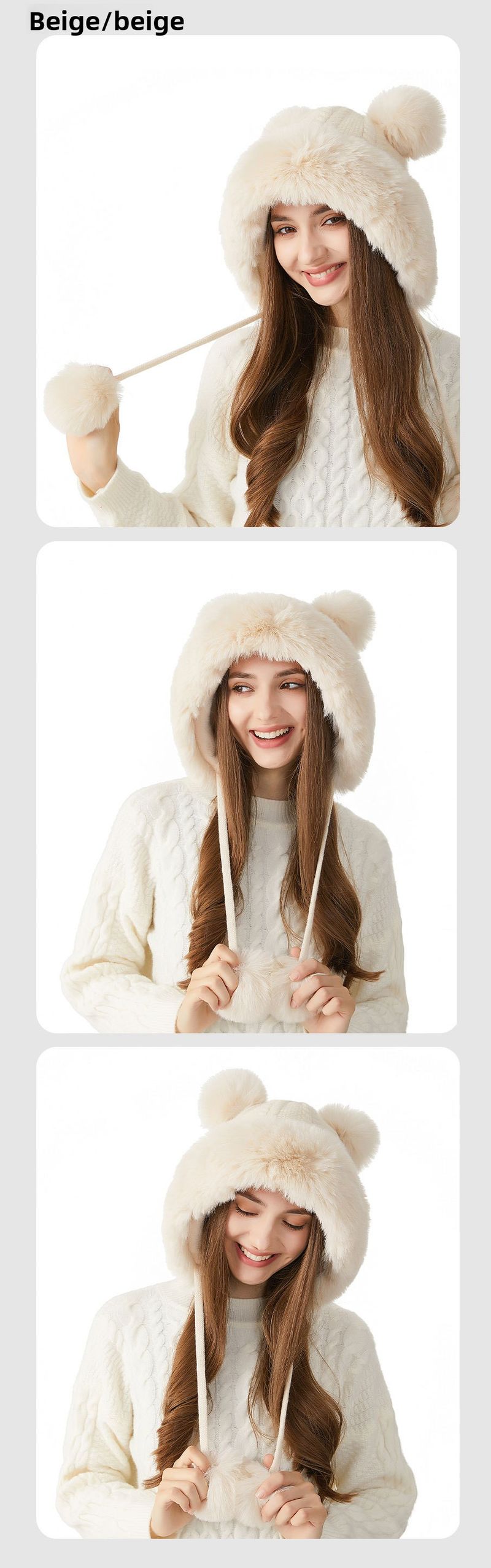 Nuovo cappello invernale lavorato a maglia per donna, ampia circonferenza della testa, collo peloso, foderato in pile, cappello di lana innevata, cappello caldo_voghion.com