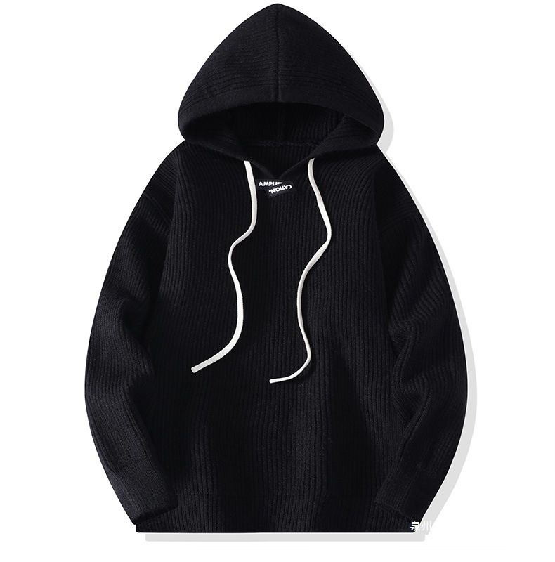 Herren Oversize Kapuzenpullover – Streetwear Pullover mit minimalistischem Print, leichtes Strickoberteil zum Layering (Creme/Grau/Schwarz/Rosenrot)_voghion.com