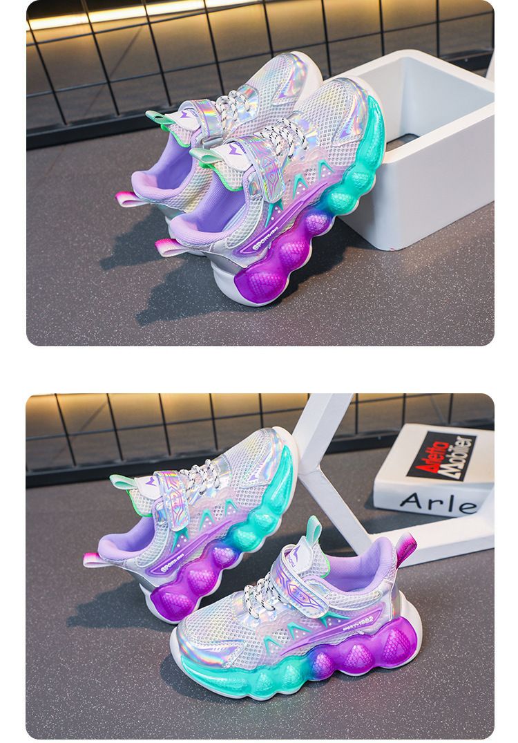 Kindersport 2024 Frühjahr/Sommer Neue atmungsaktive Mesh-Mädchenschuhe, leichte Laufschuhe mit weicher Sohle für Senioren_voghion.com