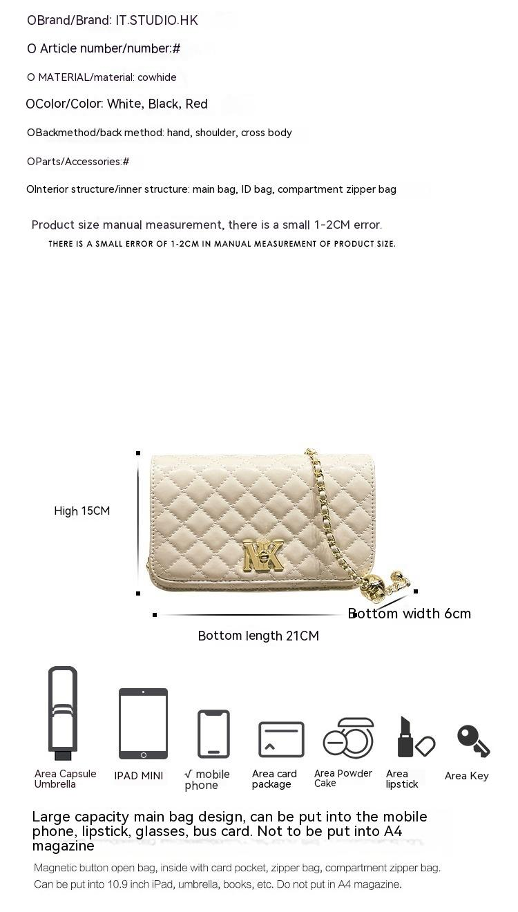Borsa Lingge di nuova moda Piccola pelle di pecora Borsa da donna semplice Tracolla a catena Borsa a tracolla singola Borsa da donna2023_voghion.com