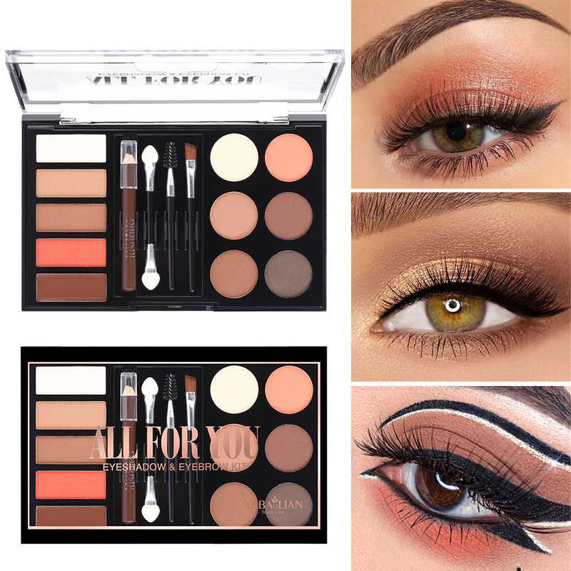 New Powder Set Earth Pearl Matte Color Beginner Eye Shadow Eyebrow Brush Beauty Makeup_voghion.com