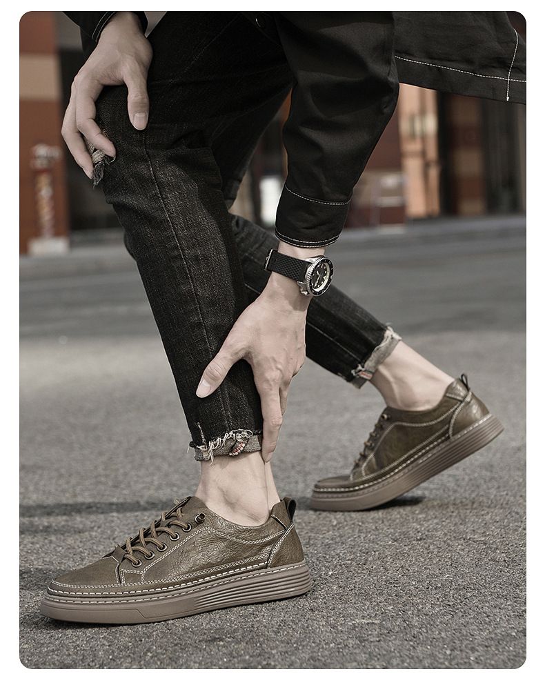Retro Men's Board Shoes Platform Low-top Casual Shoes Small Leather Shoes Men_voghion.com