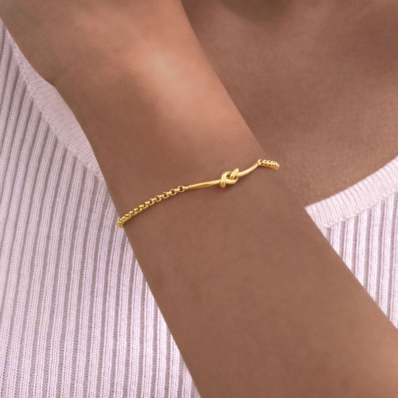 Pulseira feminina elegante de aço inoxidável com nó de pérolas, estilo vintage francês, corrente ajustável para uso diário_voghion.com
