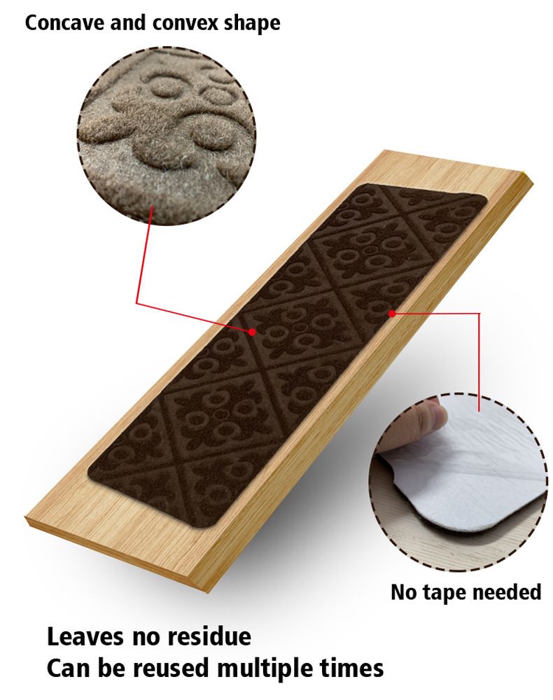 Peldaños de escalera antideslizantes: almohadillas autoadhesivas antideslizantes con diseño en relieve 3D, duraderas y fáciles de limpiar, recortables para el hogar y la oficina._voghion.com
