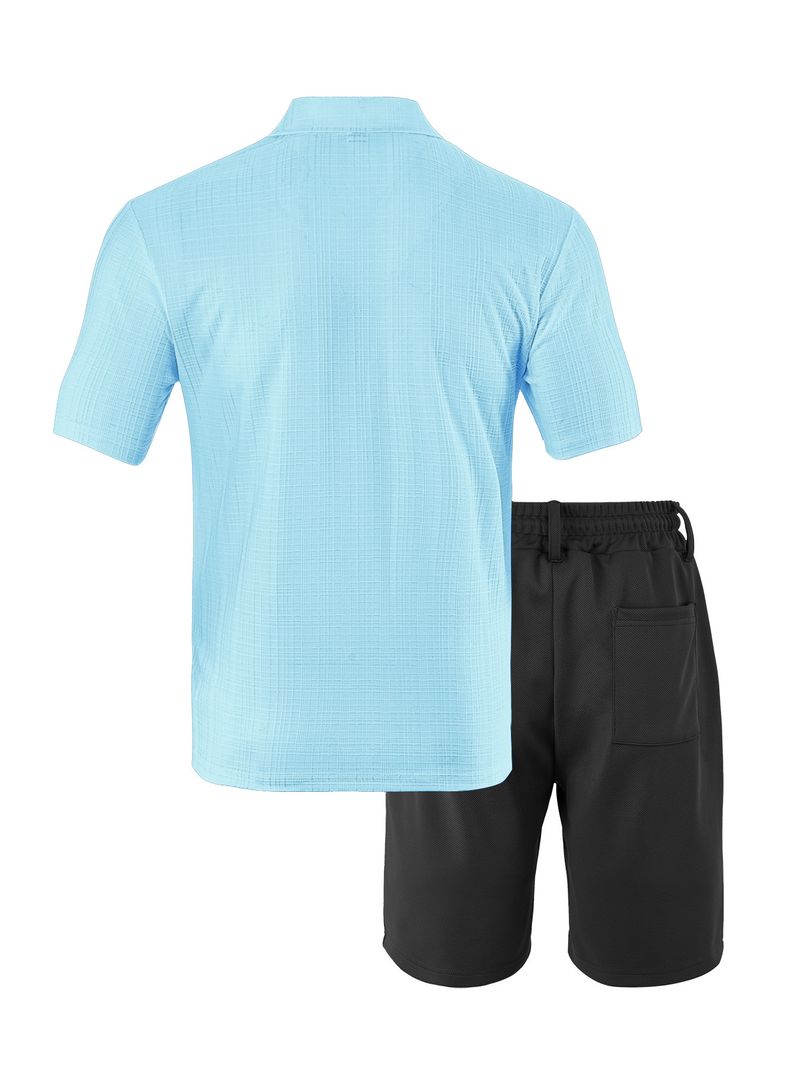 Abbigliamento maschile New Pallets Camicia da uomo casual sportiva in lino con risvolto a quadri piccoli_voghion.com