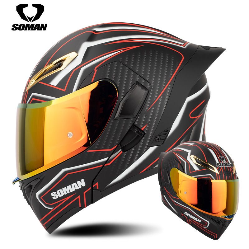 Nuovo casco da motociclista SOMAN, casco integrale da ciclista, casco con doppia lente, casco peeling SM955S aggiornato con pellicola a colori_voghion.com