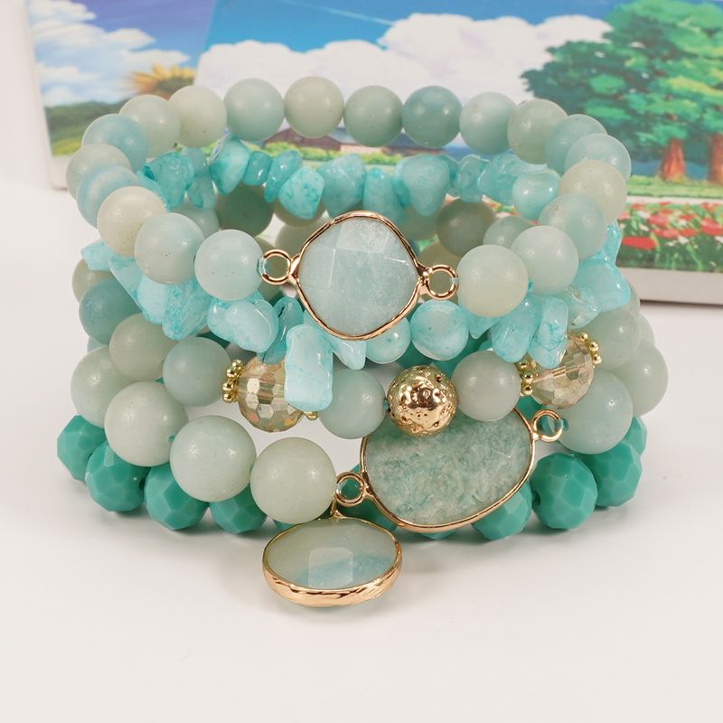 Zestaw kamieni naturalnych w stylu Bohemian Stacking Quartz Rose Green Aventurine Kompozycja kamieni wulkanicznych_voghion.com