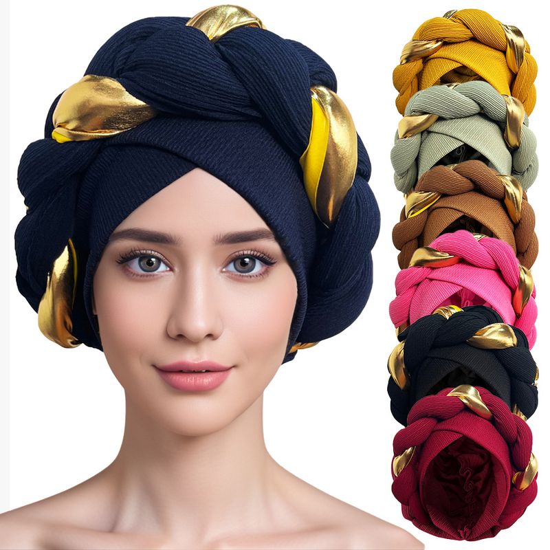 Twist color matching headscarf women twist cross hat European and American fashion spot thick braid bag head_voghion.com