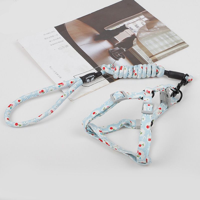 Arnés para perros pequeños y medianos con correa de pecho floral de estilo japonés, suministros para mascotas Hele_voghion.com