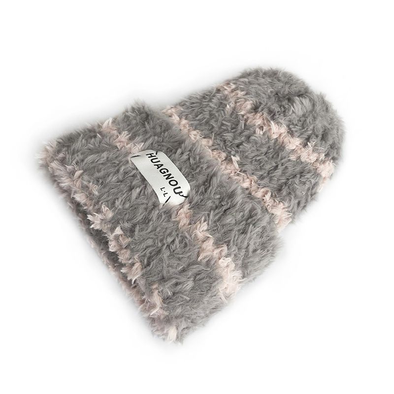 Cappello di lana da donna con etichetta Cat Brother, nuovo, lavorato a maglia, autunno inverno, caldo e spesso, in peluche, versione coreana_voghion.com