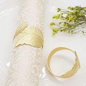 6-teiliges Serviettenring-Set mit Blattgold – formelle Tischdekoration für Hochzeiten und Bankette_voghion.com