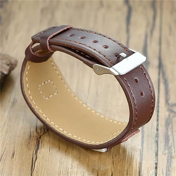 Nuovo cinturino per orologio regolabile in vera pelle curva in acciaio inossidabile, per uomo, fai da te_voghion.com