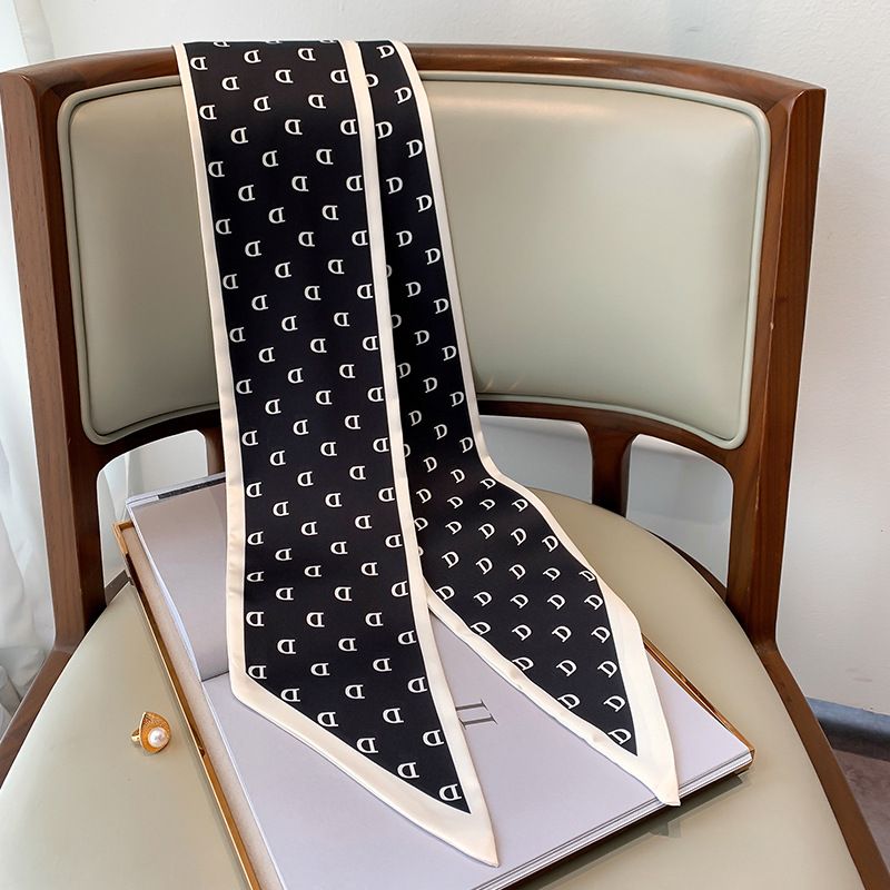 Spring Autumn New Letter Thin and Narrow Small Women's Headband Decorative Scarf Long Bar Tie Bag Belt_voghion.com