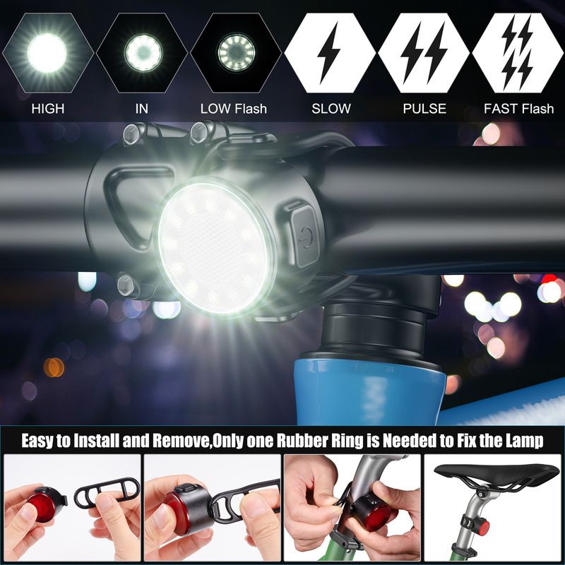 Linterna de luz potente para ciclismo nocturno, luz delantera y trasera doble, carga USB, resistente a la lluvia, equipo para ciclismo de montaña._voghion.com