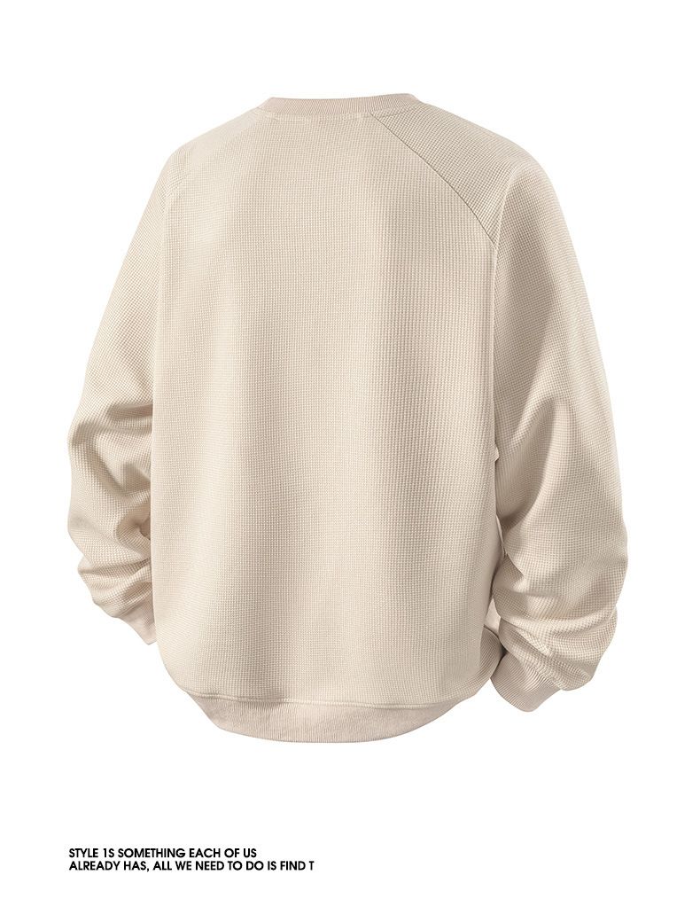 Men's Heavyweight Air Cotton Crewneck Sweatshirt - Drop Shoulder Long Sleeve T-shirt, Casual Relaxed Fit, Soft & Breathable, Multiple Colors_voghion.com