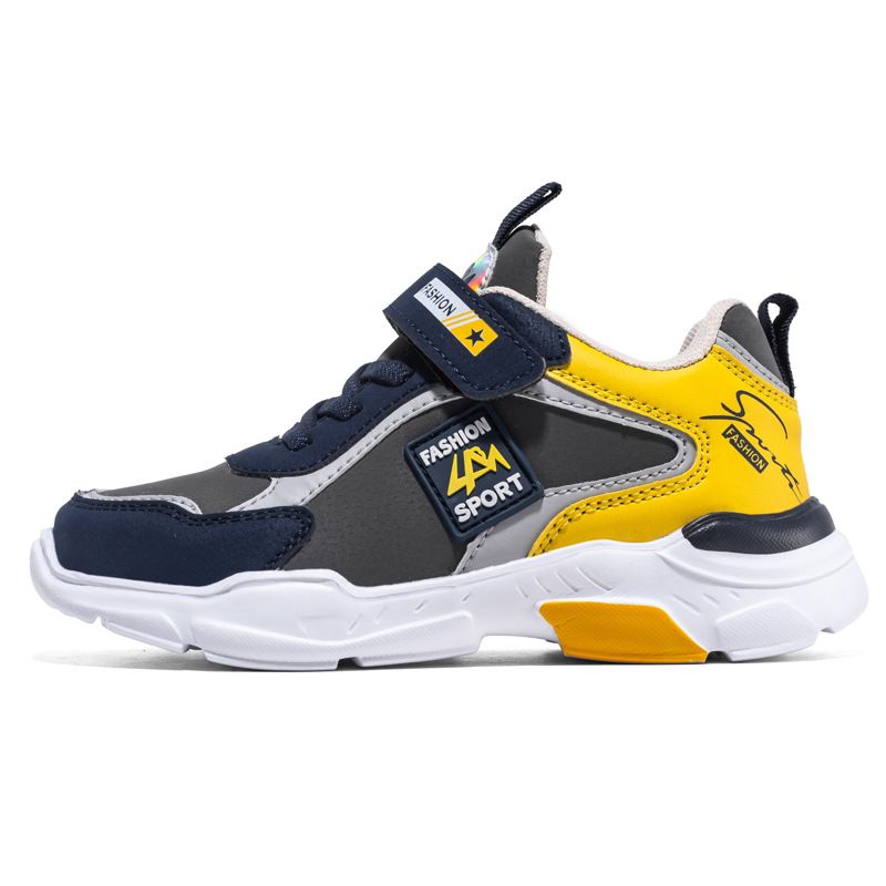 Non-slip Thick Soles Lace-up Velcro Booster Running Shoes For Boys_voghion.com