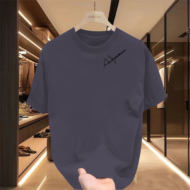 Trendy minimalistischen T-shirt für männer der sommer kurze vielseitig lose rundhals halb ärmeln mesh rot gedruckt rüschen und_voghion.com