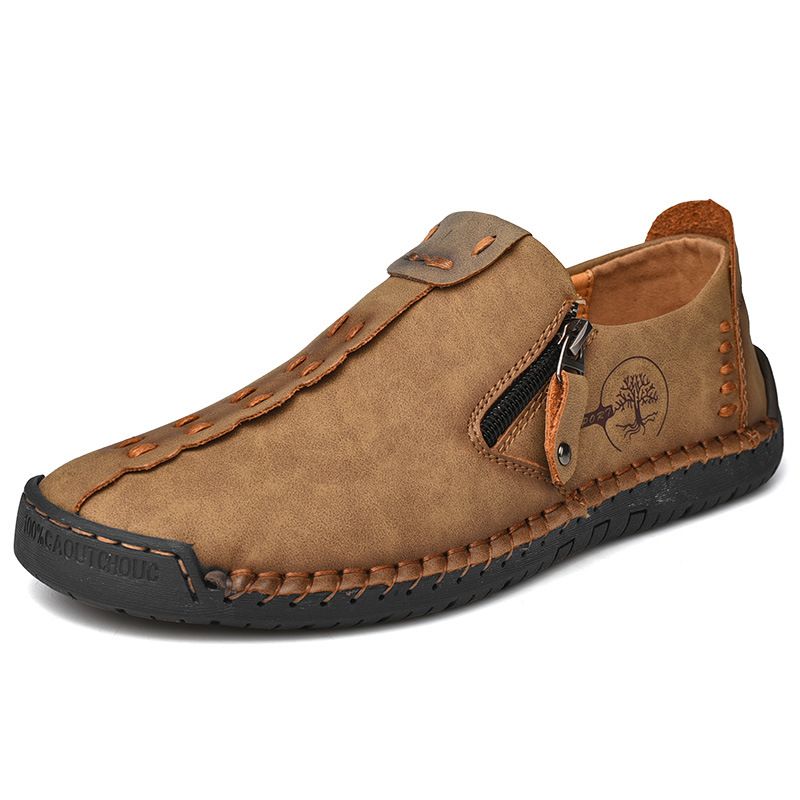 Handgemachte Leder Herrenschuhe Casual Slip On Loafers Atmungsaktive Lederschuhe Herren Flats Hot Sale Mokassins Werkzeugschuhe Übergröße_voghion.com
