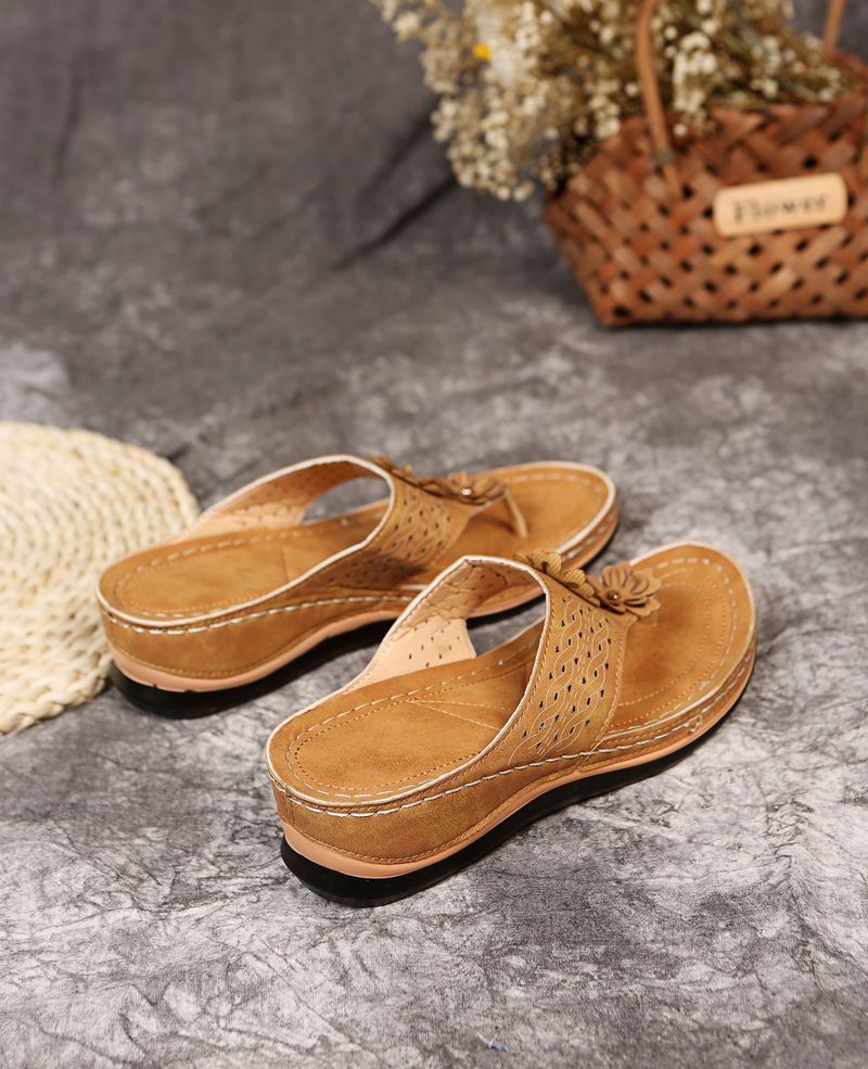 External 2024 summer flower sponge cake bottom slippers, large size casual women's rubber sandals, herringbone slippers_voghion.com