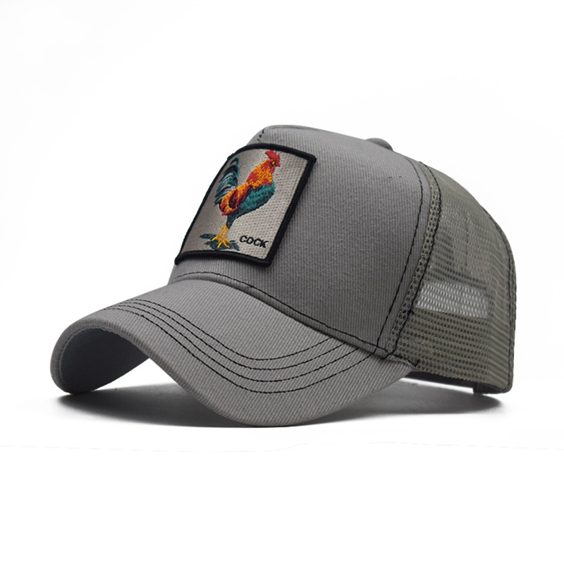 Cappello in rete di puro cotone con animali ricamati, berretto da baseball da donna, berretto sportivo da uomo, berretto con lingua d'anatra_voghion.com