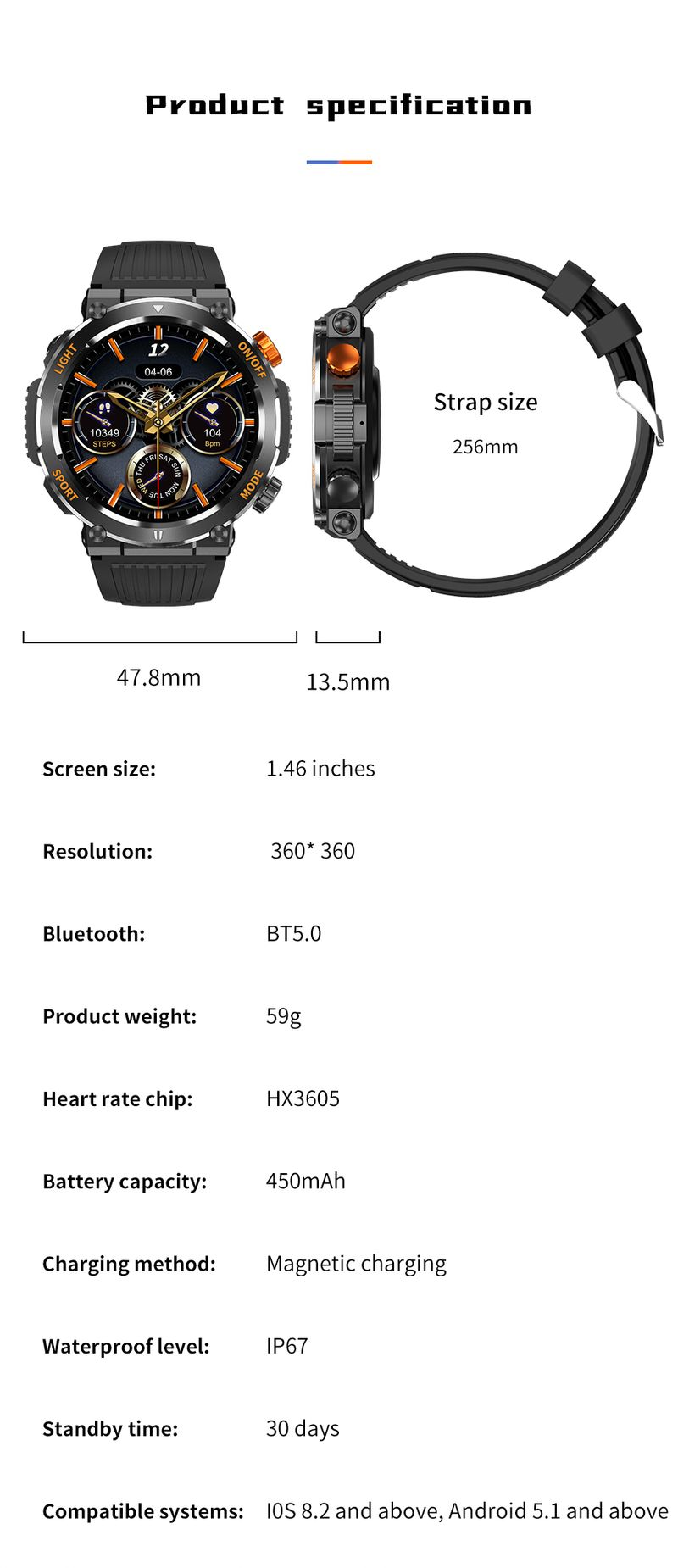 Reloj inteligente Aolon HT17 de 1,46 pulgadas con pantalla completa, llamadas Bluetooth, monitor de ritmo cardíaco y sueño, varios modelos deportivos._voghion.com