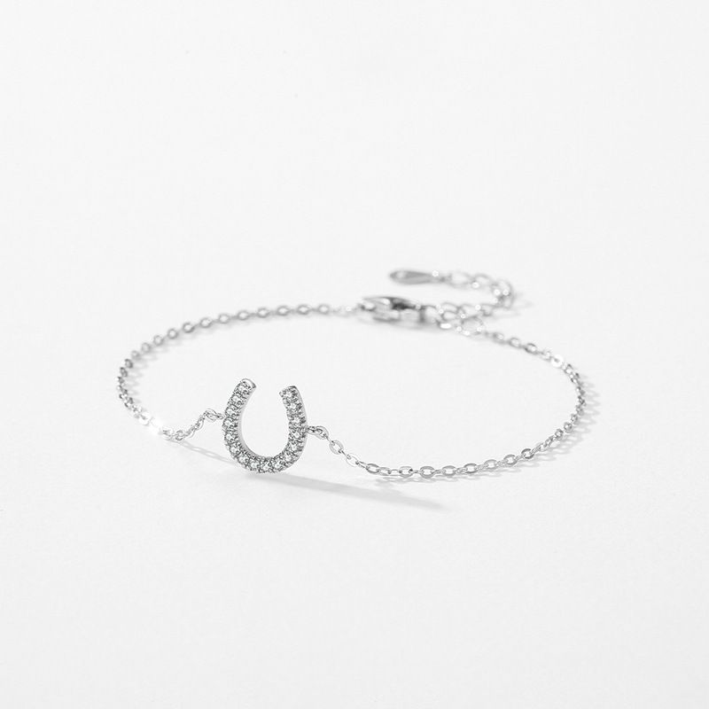 S Pure U-Shaped Micro Inlaid Diamond Bracelet For Women, Ins Style, Light Luxu, High-End Geometric Design Silver_voghion.com