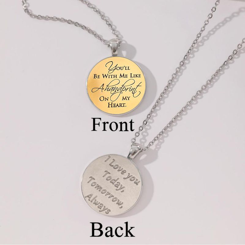 Collana con ciondolo fotografico in vetro rotondo in argento con lettere inglesi alla moda, accessori per gioielli alla moda, regalo_voghion.com