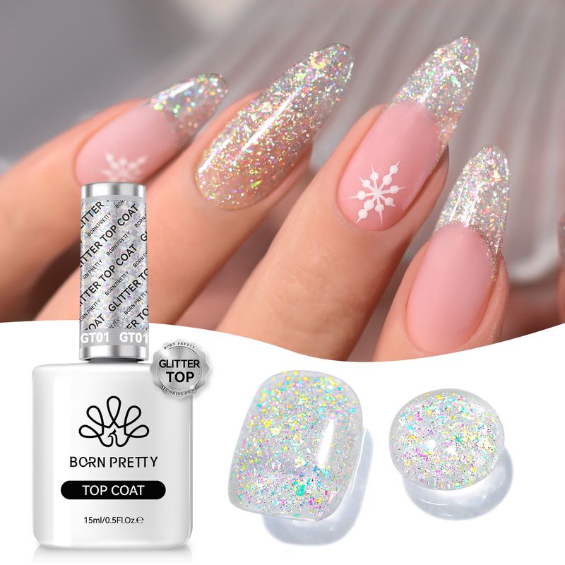 Sigillante per unghie Opal Diamond, Nail Art senza lavaggio, Colla riflettente per disco, Sigillante flash oro e argento_voghion.com