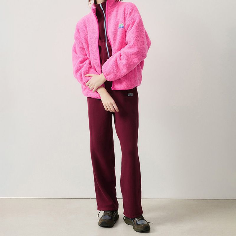 Jaqueta de lã feminina, aconchegante, manga comprida, retrô, esportiva, inverno, quente, agasalho solto, gola alta, pulôver, moda casual_voghion.com