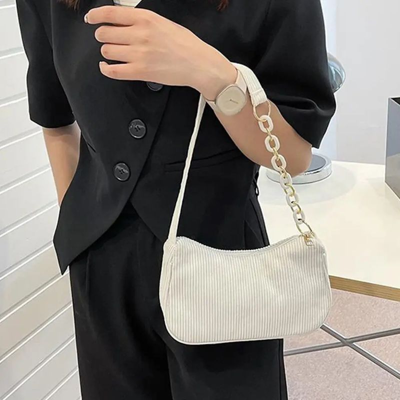 Mode Vintage S Frauen Herbst Winter Cord Unterarm Tasche Zipper Schulter Kleine Taschen Weibliche Weiche Casual Kupplung_voghion.com