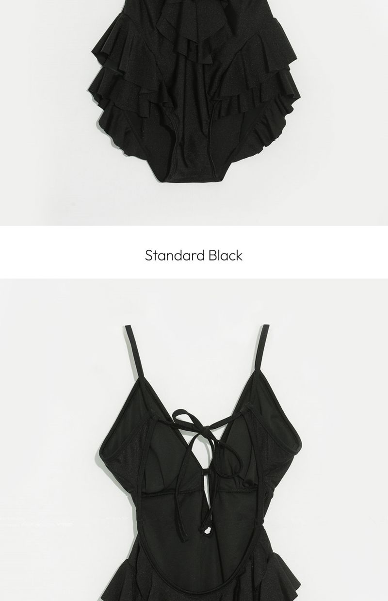 Black Ins High-end Pure Desire Style Conservative Triangle One-piece Covers The Belly, Slimming And Slimming, Backless_voghion.com