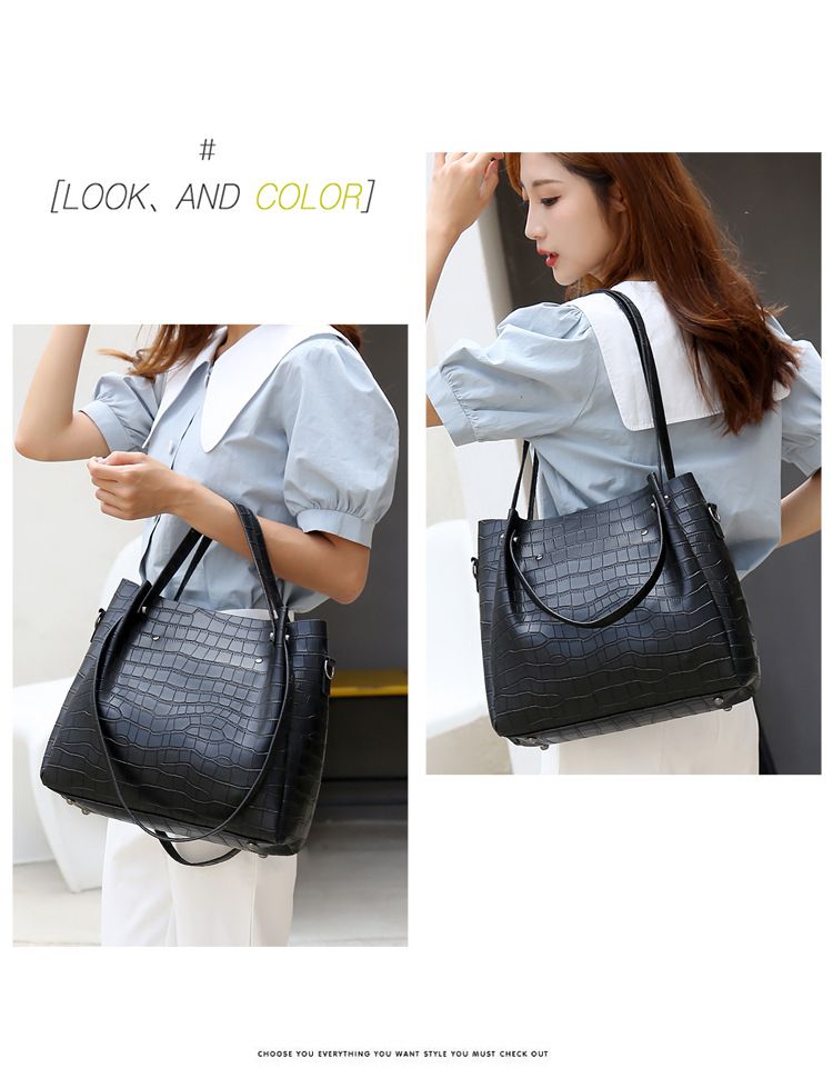 Handtasset voor dames Damestas Mode Mode Krokodillenprint Vierdelige set Tas Grote capaciteit Enkele schouder Crossbody Bucket Bag_voghion.com