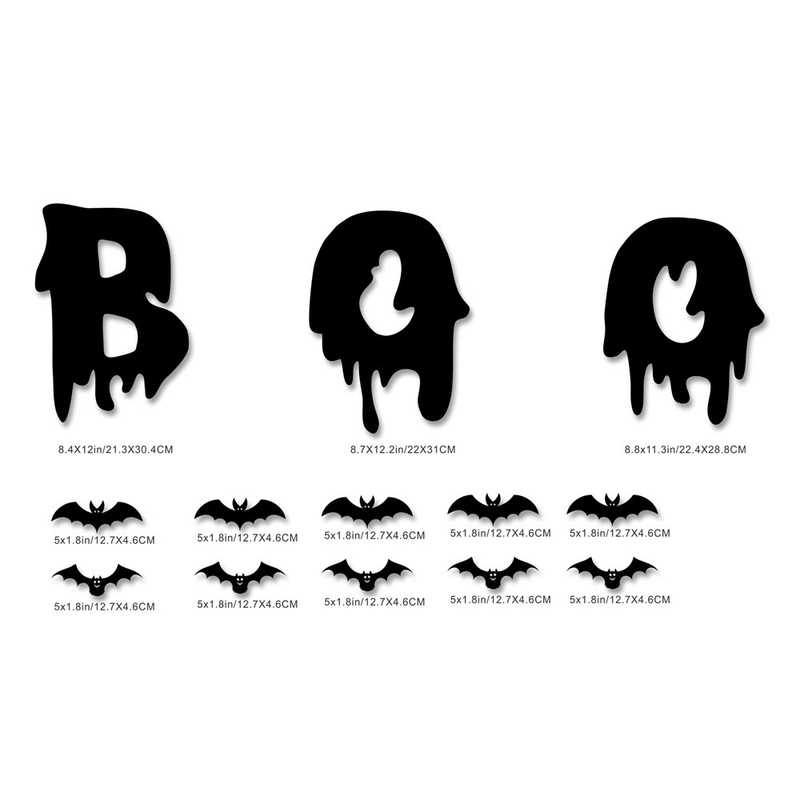 3D Helovīna PET Bat Ghost BOO sienas uzlīme Logu garāžas dekorēšanai liela sienas uzlīme_voghion.com
